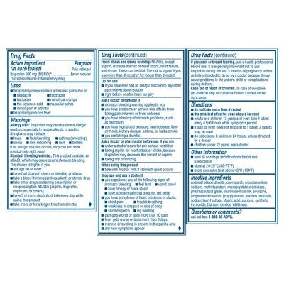 Advil Pain Reliever/Fever Reducer Tablets - Ibuprofen (NSAID) - 100ct