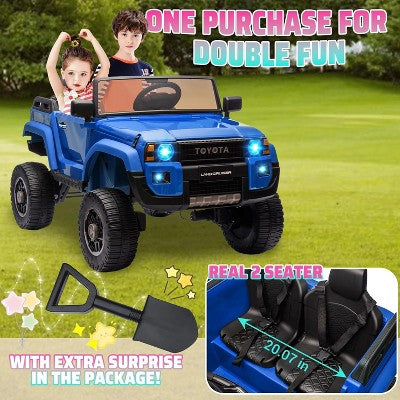 24V 2-Seater Kids Ride-On Truck - Remote Control, Switchable 4WD/2WD, Music & Functional Shovel for Ages 3+ Black (LOCAL PICKUP ONLY)