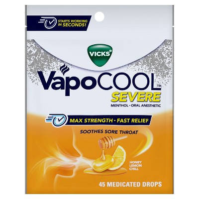 Vicks VapoCOOL Severe Cough Drops - Honey Lemon Chill - 45ct