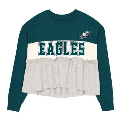 NFL Philadelphia Eagles Girls' Crew Neck Fleece Sweatshirt - XL