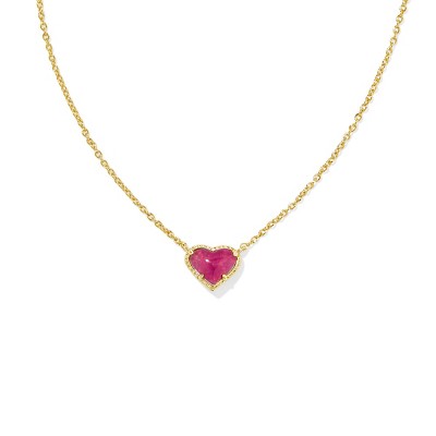 Kendra Scott Valentine's Day Anna Pendant Necklace - Fuchsia Opaque: 14K Gold Over Brass, Lobster Claw Clasp