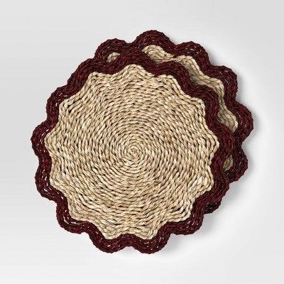 2pk Woven Charger Scallop Red - Threshold