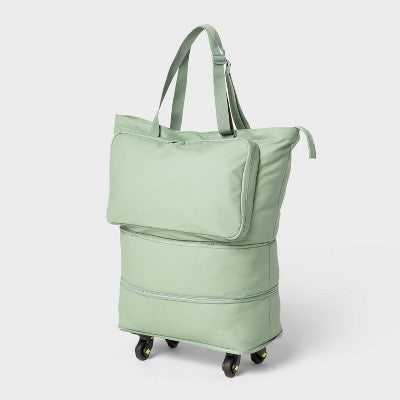 Collapsible Rolling Tote Green - Brightroom