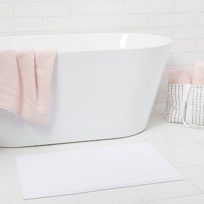 20"x32" Everyday Chenille Bath Rug White - Room Essentials: Machine Washable, Tufted Polyester, Non-Slip Backing
