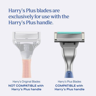 Harry's Plus Men's Razor Handle with 2 Razor Blade Cartridges - Onyx: Whole Body, All Hair Types, 5 Blades, Manual