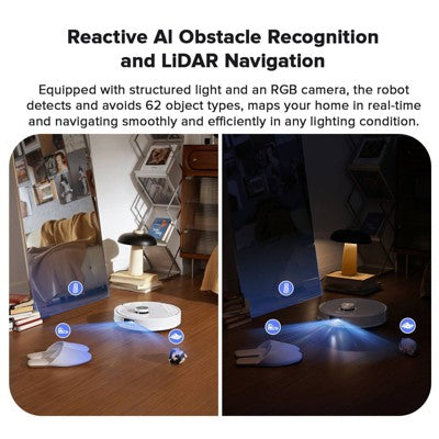 Roborock Qrevo Curv Robotic Vacuum and Mop 6.5" Path White: Multi-Surface, Electric, Tangle-Free, Automatic Height Adjustment, 2.5L Capacity (LOCAL PICKUP ONLY)