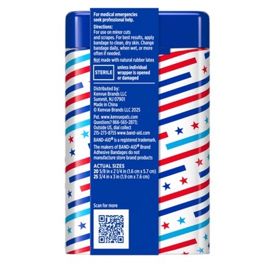 Band-Aid Stars 'n Stripes Tin Adhesive Bandages - 45ct