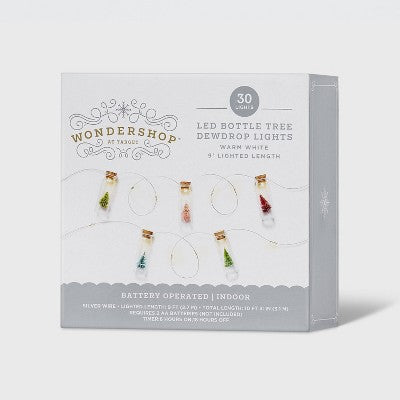 30ct LED Dewdrop with Bottle Brush Trees Christmas Indoor Novelty String Lights Warm White with Silver Wire - Wondershop: Holiday Fairy Lights
