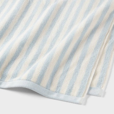 2pk Coastal Oversized Bath Towel Blue Striped - Threshold