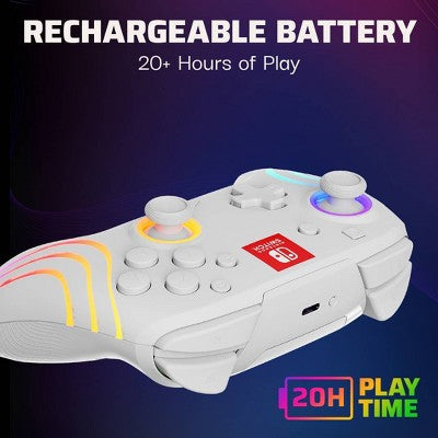 Afterglow Wave Wireless Motion Plus Nintendo Switch Controller White: Ergonomic, Bluetooth, Rechargeable