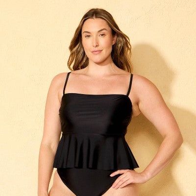 Women's Peplum Tankini Top - Shade & Shore Black L
