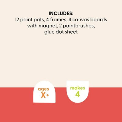 4ct Mini Paint by Number Fridge Gallery Craft Kit - Mondo Llama