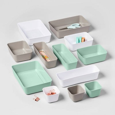 3pk Long Storage Trays White - Brightroom: Drawer Organizer Bins, Portable, Universal Storage
