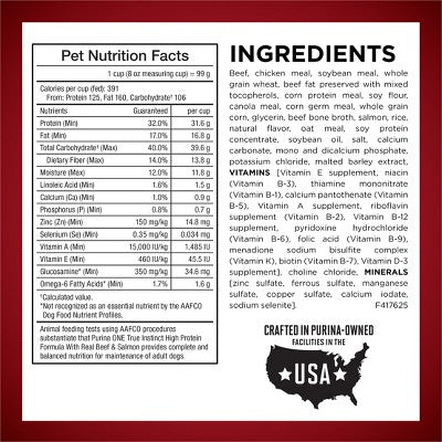 Purina ONE SmartBlend True Instinct High Protein Natural Real Beef & Salmon Flavor Dry Dog Food - 3.8lbs