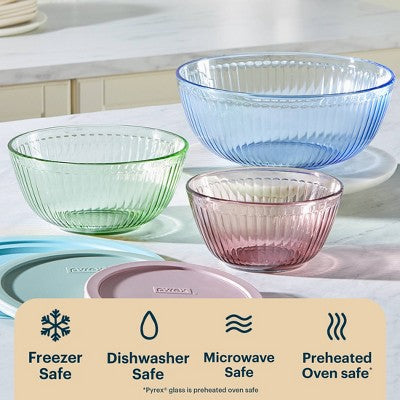 Pyrex Simply Store Tint 6pc Lidded Mixing Bowl Set