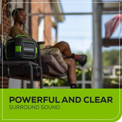Greenworks POWERALL 24V Outdoor Bluetooth Portable Speaker with 2Ah Battery and Charger Green