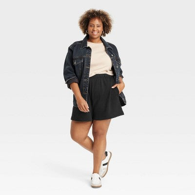 Women's Leisure Studio Fleece Shorts - Universal Thread Black XXL