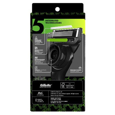 GilletteLabs Limited Black Men's 5 Blade Reusable Razor Handle with Refill and Case