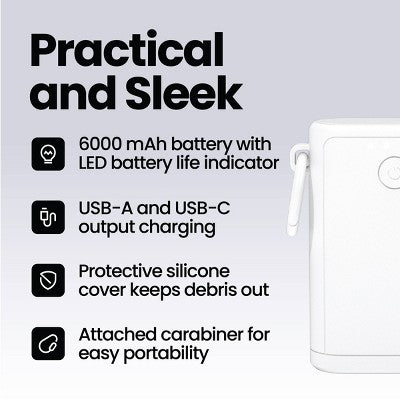 GEMS Portable Outdoor 6000mAh Power Bank - White