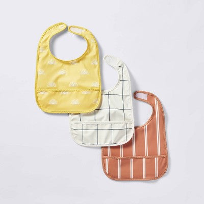 Water-Resistant Bibs - 3pk - Suns/Stripe - Cloud Island