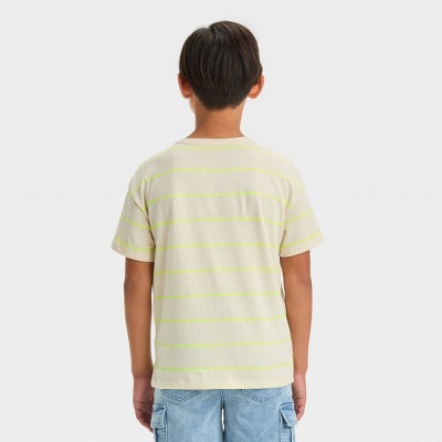 Boys' Short Sleeve Textured Striped T-Shirt - Cat & Jack Yellow M