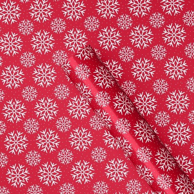 40" 220 sq ft Christmas Roll Wrap White Snowflakes on Red - Wondershop (LOCAL PICKUP ONLY)