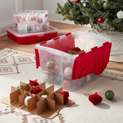 48qt Flip Lid Ornament Box - Brightroom: Clear Plastic Utility Storage Tote, Portable & Lidded, 48 Volume Capacity (LOCAL PICKUP ONLY)