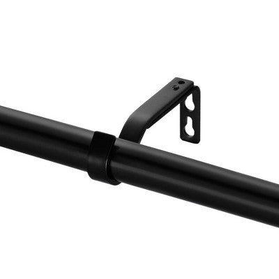 66"-120" Decorative Drapery Curtain Rod with End Cap Finials Matte Black - Lumi Home Furnishings: Adjustable Zinc Alloy (LOCAL PICKUP ONLY)