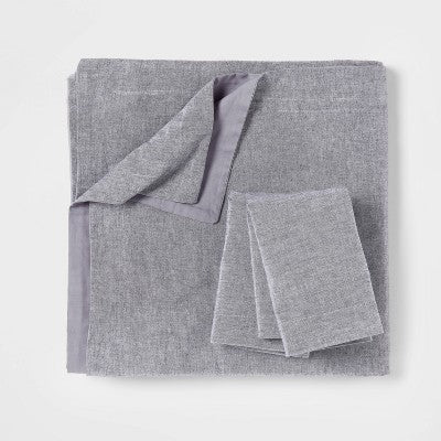 King Cotton Linen Chambray Duvet Cover & Sham Set Navy - Threshold: Woven Midweight Fabric, Zipper Closure