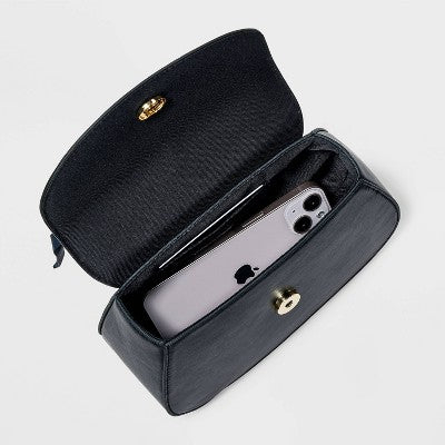 Top Handle Handbag - A New Day Black: Structured Vinyl Bag