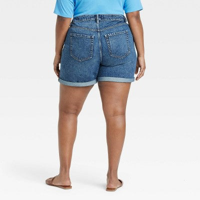Women's High-Rise Midi Cuffed Jean Shorts 20