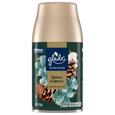 Glade Automatic Air Freshener Room Spray Holiday Scent Refills - Balsam & Spruce - 6.2oz