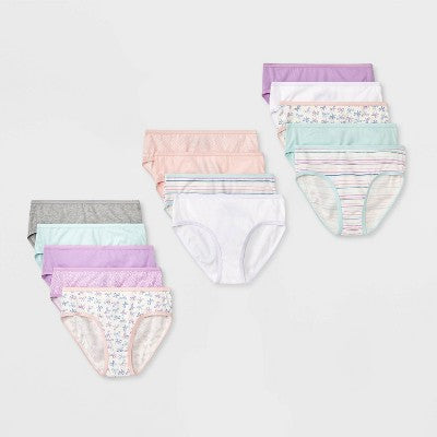 Girls' 14pk 'Bows' Cotton Briefs Underwear - Cat & Jack Purple 14