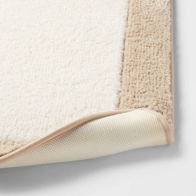 20"x34" Fluffy Border Memory Foam Bath Rug Tan - Threshold