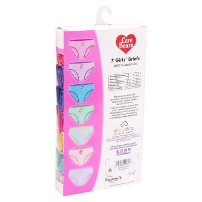 Care Bears Girls' 7pk 100% Cotton Underwear - 8