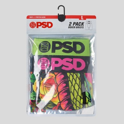 PSD Men's 2pk Venom Drip Boxer Briefs - Neon Snake/Black Pink Snake S
