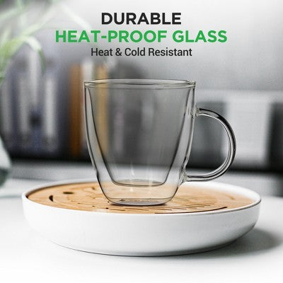 NutriChef 5.2oz Clear Glass Coffee Mug Set - 2pc
