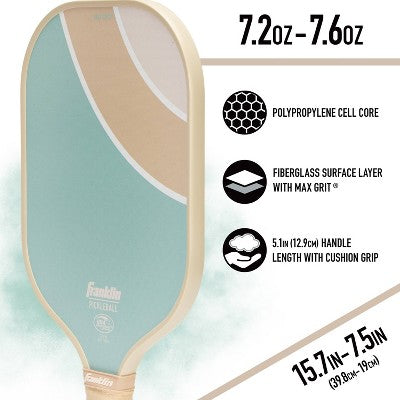 Franklin Sports 2 Player Poly Paddle with Ball Set - Green/Tan: Fiberglass Pickleball Racquets