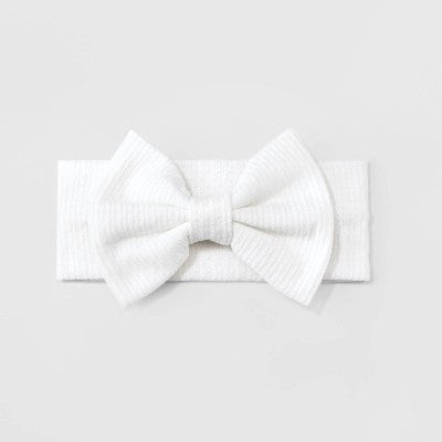 Baby Girls' Textured Bow Headwrap - Cloud Island Ivory