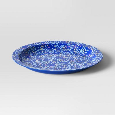 10.5" Plastic Terrazzo Candid Cobalt Dinner Plate Blue - Room Essentials
