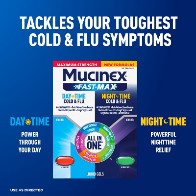 Mucinex Maximum Strength FAST-MAX - Day/Night Cold & Flu Liquid Gels - 24ct