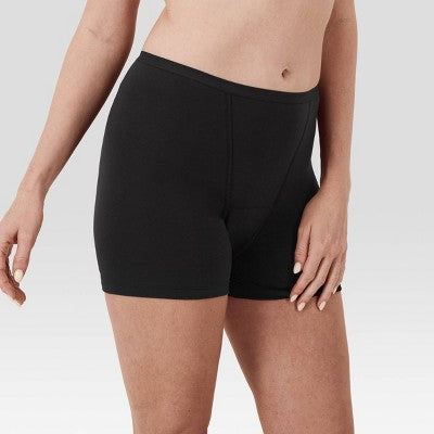 Hanes Women's 2pk Comfort Period Boxer Briefs, Super Leaks - Black 6: Moisture Wicking, High Rise, Absorbent Panel