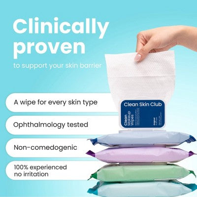 Clean Skin Club Makeup Facial Cleansing Wipes Blemish Control - 25ct
