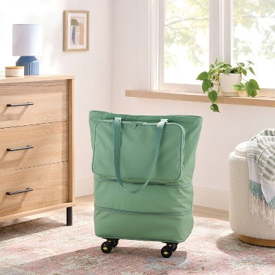 Collapsible Rolling Tote Green - Brightroom