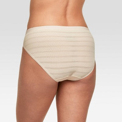 Hanes Premium Women's 4pk Breathable Ribbed Bikini Underwear - White/Beige/Black L: Lightweight, Tagless, Machine Washable