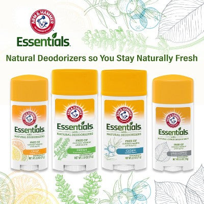 Arm & Hammer Essentials Solid Deodorant Fresh Wide Stick Twin Pack - 2.5oz/2ct