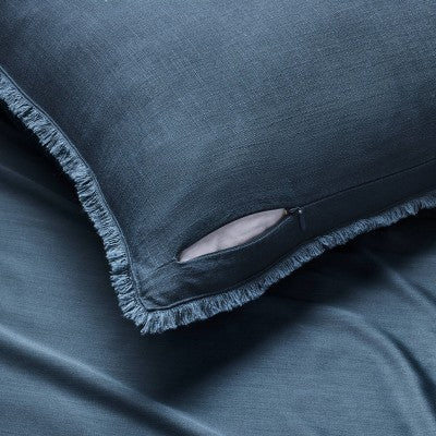 King Euro Heavyweight Linen Blend Decorative Throw Pillow Dark Mineral Blue - Casaluna (LOCAL PICKUP ONLY)