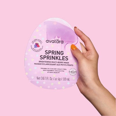 Avatara Spring Sprinkles Brightening Multiberry Facial Mask - 0.71 fl oz: Paraben-Free, Silicone-Free, Vegan, Unscented