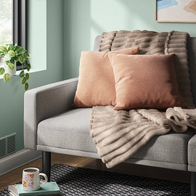 2pk Reversible Woven Cotton/Polyester Square Throw Pillow Covers Rust - Room Essentials: Indoor Decorative, Jacquard Weave, Zippered