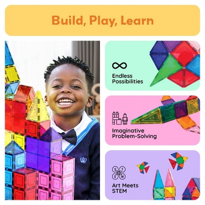 PICASSO-TILES Magnetic Tiles for Kids – 100PCS STEM Building Blocks Set, Educational Construction Toy, Creative Learning Kit